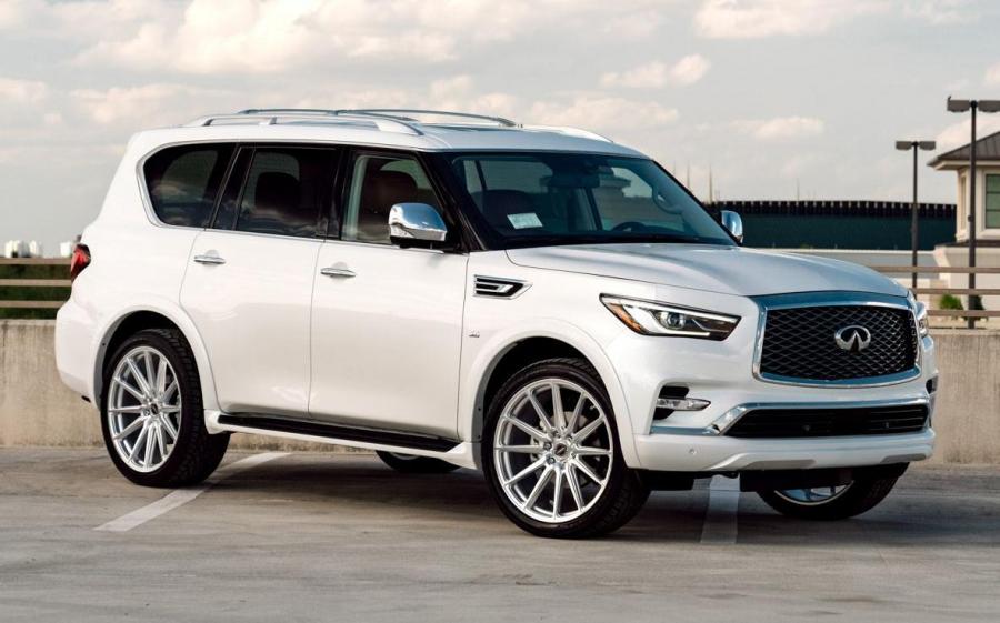 Infiniti QX80 5.6 Moonstone White on Vossen Wheels (HF6-1) '2019